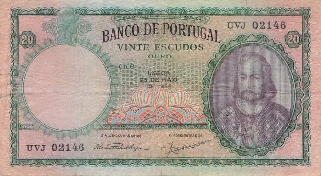 20 Escudos 25.5.1954 p.153a